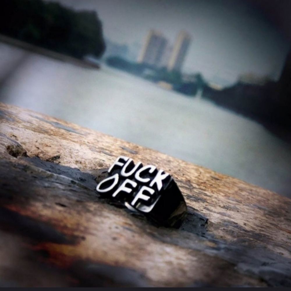 Adult Humor Ring | Solid Stainless Steel Unisex Fu€k Off Ring, Make A Statement! - Picture 5 of 8